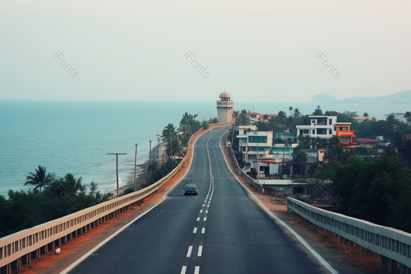 靠近海边的小镇自然风景背景图,高清,摄影图,摄影图片,图片大全,摄影图免费下载